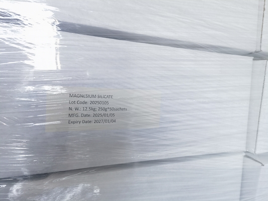 Paket Özel gıda sınıfı yağ filtreci tozu Magnezyum silikat emici CAS 1343-88-0